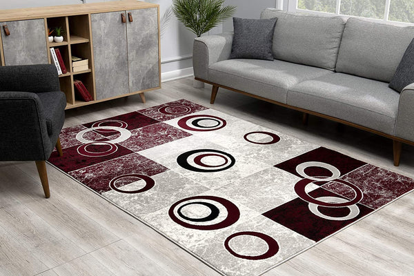 Homeroots 3' X 5' Red Abstract Power Loom Area Rug  Polypropylene 393882