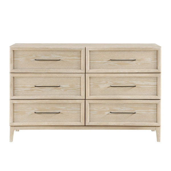 English Elm Contemporary Oak Veneer 6 Drawer Dresser with Ball Bearing Glides for Modern Bedrooms B011P425797