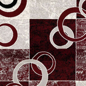 HomeRoots 10' Contemporary Red and White Abstract Runner Rug - Durable, Stain-Resistant Design for High Traffic Areas 3' x 8' 393884