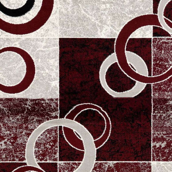 HomeRoots 10' Contemporary Red and White Abstract Runner Rug - Durable, Stain-Resistant Design for High Traffic Areas 3' x 8' 393884