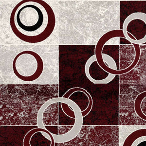 HomeRoots 10' Contemporary Red and White Abstract Runner Rug - Durable, Stain-Resistant Design for High Traffic Areas 3' x 8' 393884