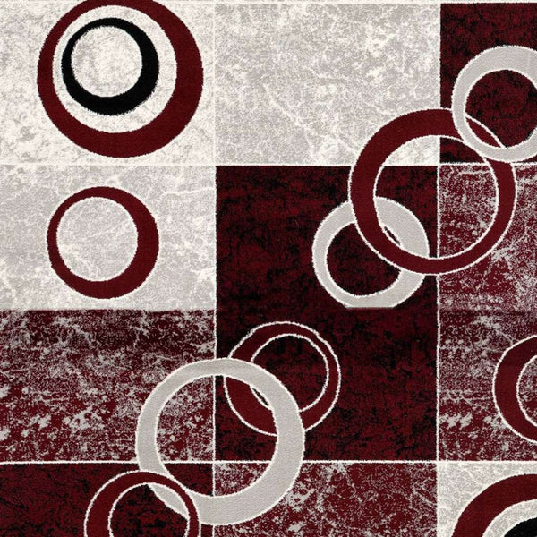 HomeRoots 10' Contemporary Red and White Abstract Runner Rug - Durable, Stain-Resistant Design for High Traffic Areas 3' x 8' 393884
