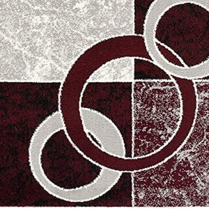 HomeRoots 10' Contemporary Red and White Abstract Runner Rug - Durable, Stain-Resistant Design for High Traffic Areas 4' X 6' 393885