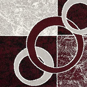 HomeRoots 10' Contemporary Red and White Abstract Runner Rug - Durable, Stain-Resistant Design for High Traffic Areas 4' X 6' 393885