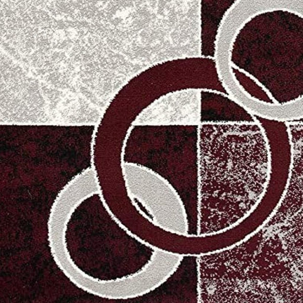 HomeRoots 10' Contemporary Red and White Abstract Runner Rug - Durable, Stain-Resistant Design for High Traffic Areas 4' X 6' 393885