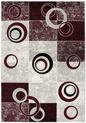 HomeRoots 10' Contemporary Red and White Abstract Runner Rug - Durable, Stain-Resistant Design for High Traffic Areas 4' X 6' 393885