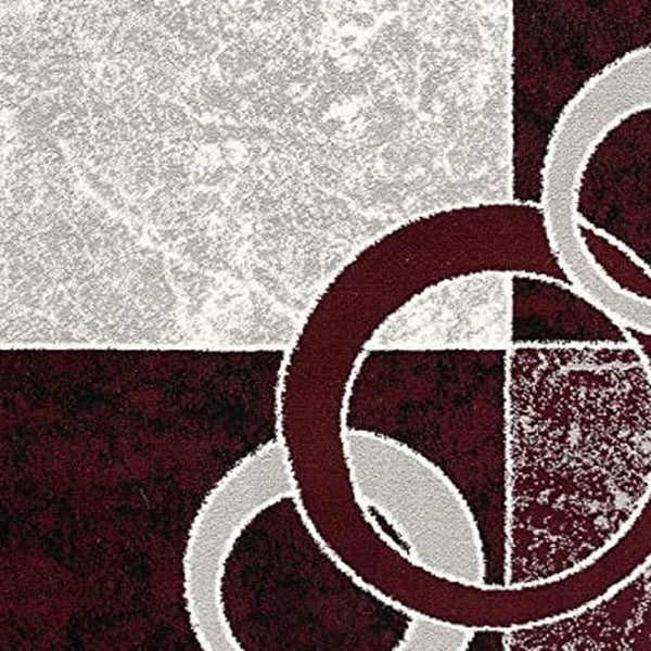 HomeRoots 10' Contemporary Red and White Abstract Runner Rug - Durable, Stain-Resistant Design for High Traffic Areas 4' X 6' 393885