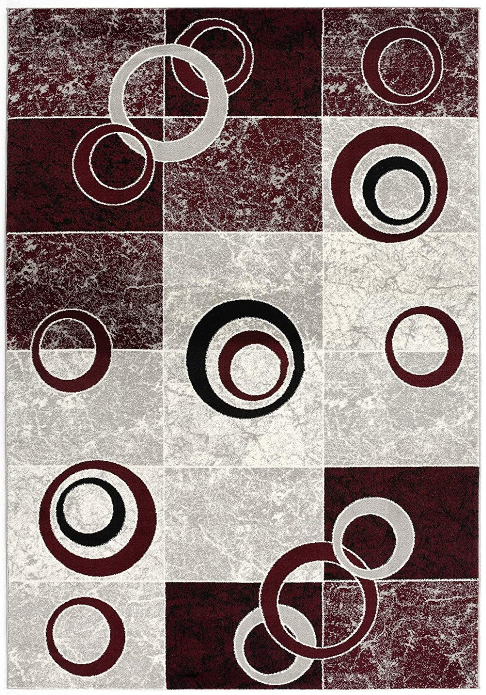 HomeRoots 10' Contemporary Red and White Abstract Runner Rug - Durable, Stain-Resistant Design for High Traffic Areas 5' X 7' 393886
