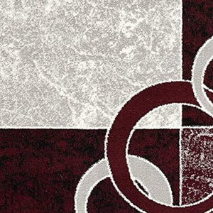 HomeRoots 10' Contemporary Red and White Abstract Runner Rug - Durable, Stain-Resistant Design for High Traffic Areas 6' X 9' 393887