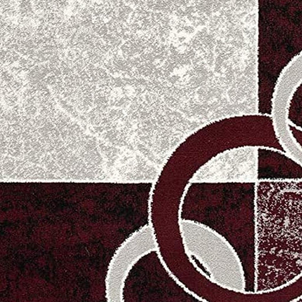 HomeRoots 10' Contemporary Red and White Abstract Runner Rug - Durable, Stain-Resistant Design for High Traffic Areas 6' X 9' 393887