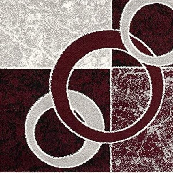 HomeRoots 10' Contemporary Red and White Abstract Runner Rug - Durable, Stain-Resistant Design for High Traffic Areas 6' X 9' 393887