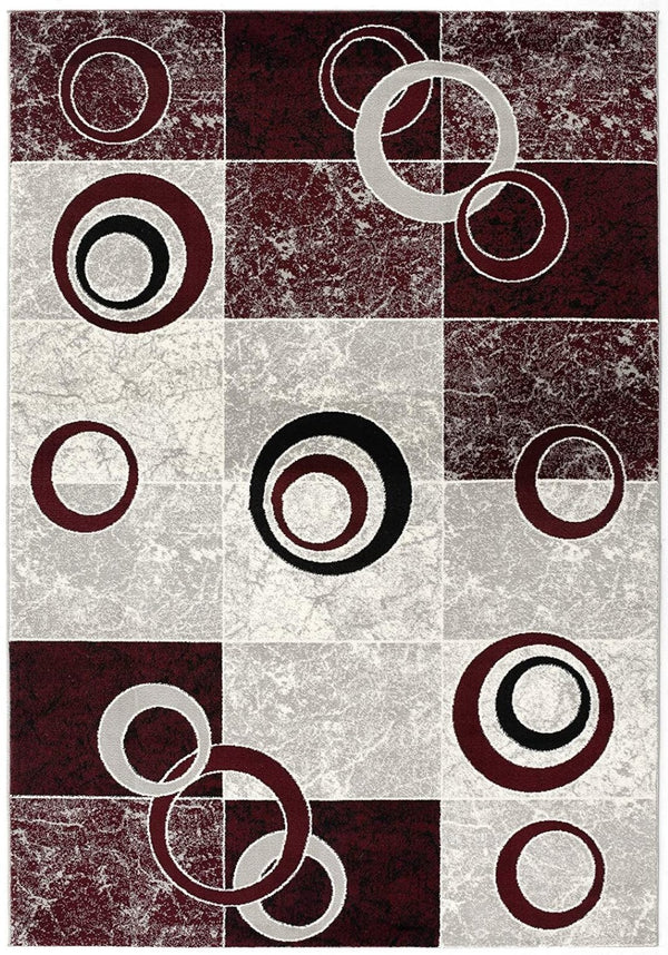 HomeRoots 10' Contemporary Red and White Abstract Runner Rug - Durable, Stain-Resistant Design for High Traffic Areas 6' X 9' 393887