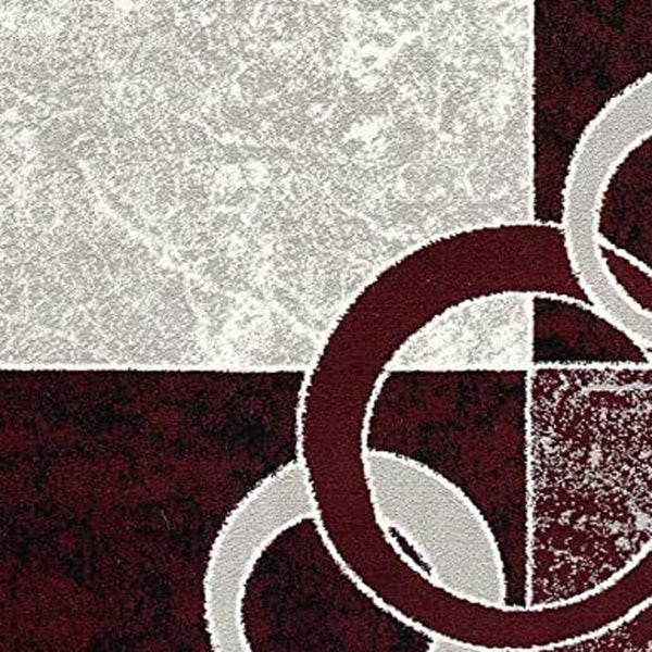 HomeRoots 10' Contemporary Red and White Abstract Runner Rug - Durable, Stain-Resistant Design for High Traffic Areas 8' X 10' 393888