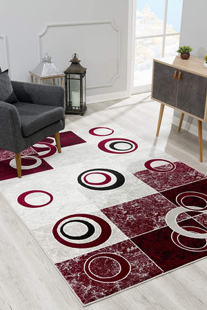 Homeroots 8' X 10' Red Abstract Dhurrie Area Rug  Polypropylene 393888