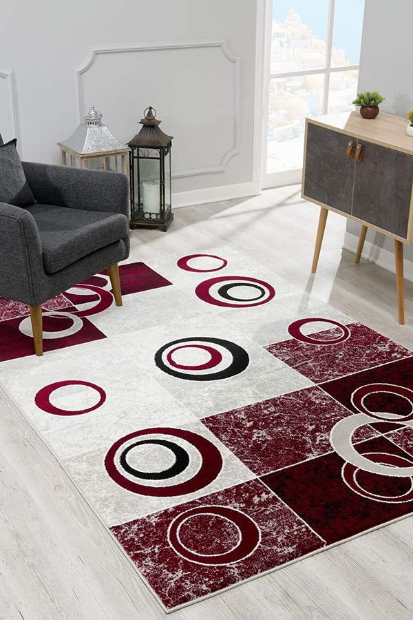 Homeroots 8' X 10' Red Abstract Dhurrie Area Rug  Polypropylene 393888