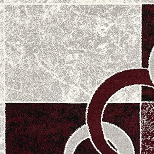 HomeRoots 10' Contemporary Red and White Abstract Runner Rug - Durable, Stain-Resistant Design for High Traffic Areas 8' X 10' 393888