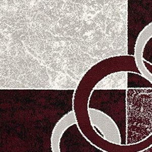 HomeRoots 10' Contemporary Red and White Abstract Runner Rug - Durable, Stain-Resistant Design for High Traffic Areas 8' X 10' 393888