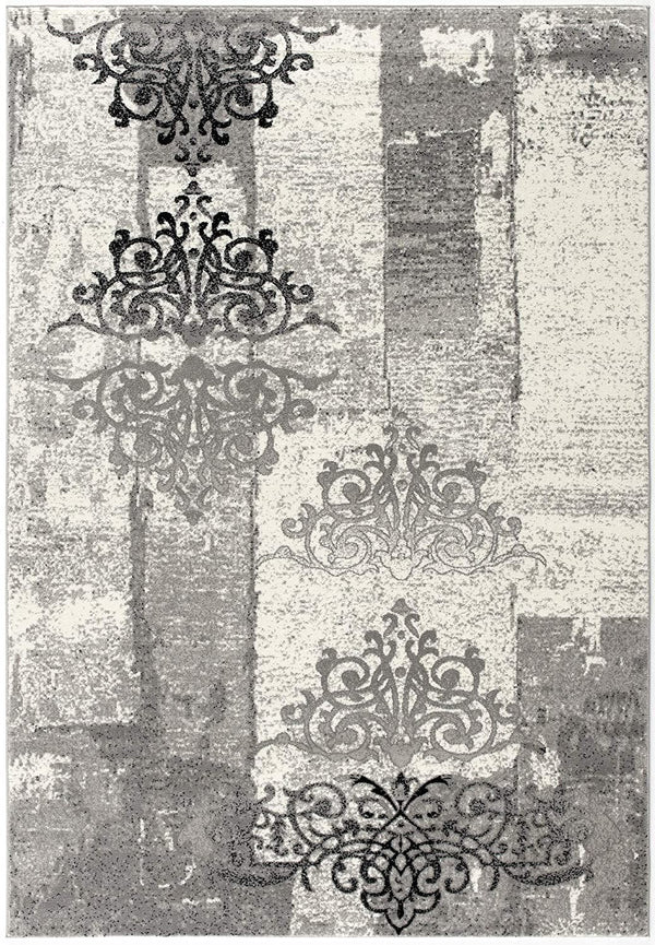 Homeroots 3' X 5' Gray Damask Dhurrie Area Rug  Polypropylene 393898