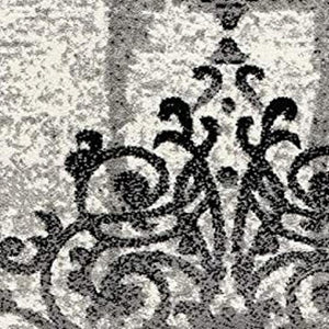HomeRoots 10' Gray Damask Dhurrie Runner Rug - Elegant Turkish Design for High-Traffic Areas & Transitional Spaces 4' X 6' 393899