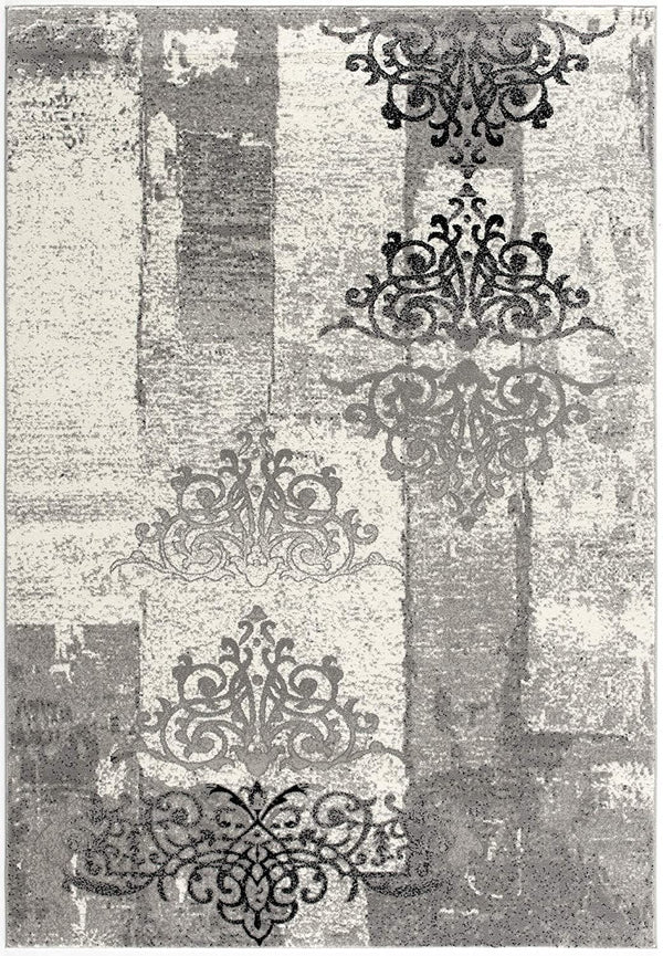 Homeroots 5' X 7' Gray Damask Dhurrie Area Rug  Polypropylene 393900