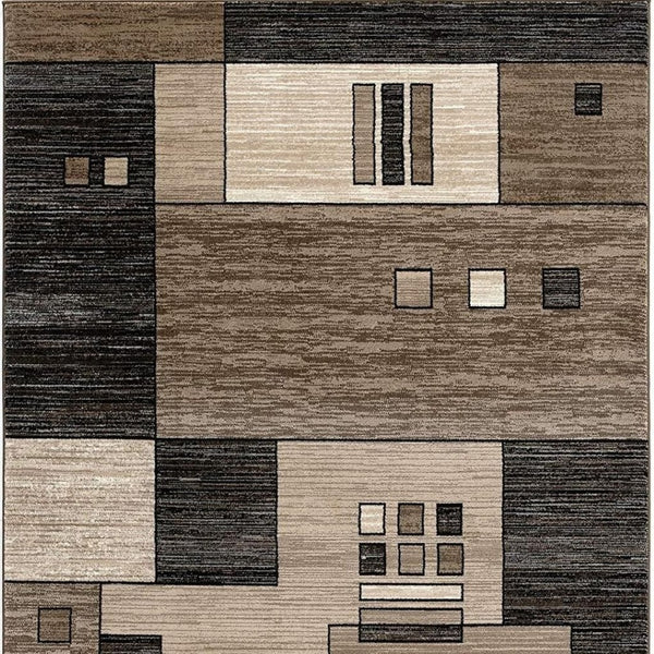 HomeRoots 10' Beige Abstract Runner Rug – Modern Geometric Design, Durable Olefin, Soft & Stain-Resistant Finish 2' x 20' 393907