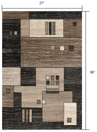 Homeroots 8' Brown And Black Abstract Power Loom Runner Rug  Olefin 393911