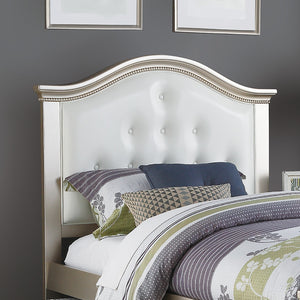 English Elm Contemporary Twin Bed with Trundle and Tufted Upholstered Headboard, Sturdy Slats, Kids Bedroom Furniture Silver,White 83 L x 12 W x 9 H B011S02034