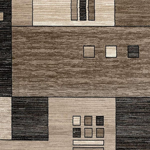 HomeRoots 10' Beige Abstract Runner Rug – Modern Geometric Design, Durable Olefin, Soft & Stain-Resistant Finish 3' x 13' 393914