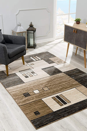 Homeroots 3' X 5' Beige Abstract Power Loom Area Rug  Polypropylene 393917