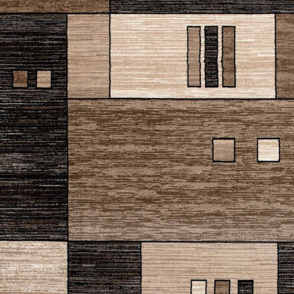 HomeRoots 10' Beige Abstract Runner Rug – Modern Geometric Design, Durable Olefin, Soft & Stain-Resistant Finish 3' x 8' 393919