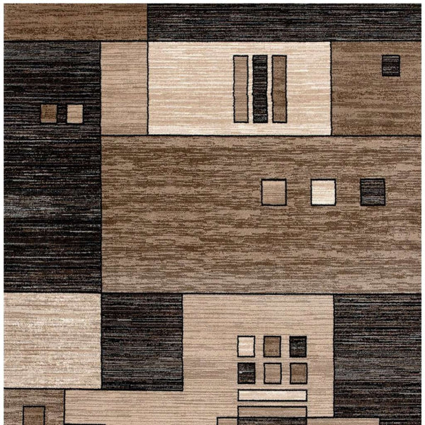 HomeRoots 10' Beige Abstract Runner Rug – Modern Geometric Design, Durable Olefin, Soft & Stain-Resistant Finish 3' x 8' 393919