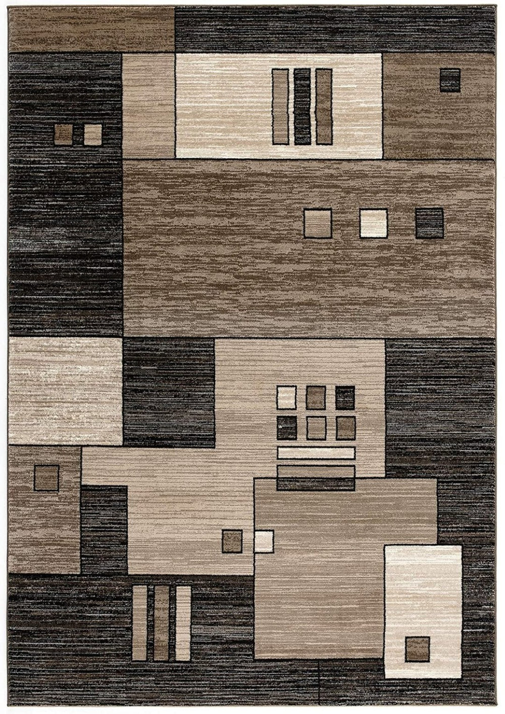 HomeRoots 10' Beige Abstract Runner Rug – Modern Geometric Design, Durable Olefin, Soft & Stain-Resistant Finish 5' X 7' 393921
