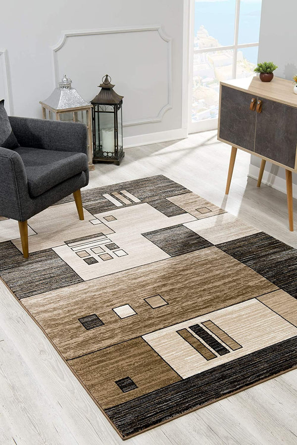 Homeroots 6' X 9' Beige Abstract Dhurrie Area Rug  Polypropylene 393922