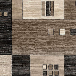 HomeRoots 10' Beige Abstract Runner Rug – Modern Geometric Design, Durable Olefin, Soft & Stain-Resistant Finish 6' X 9' 393922