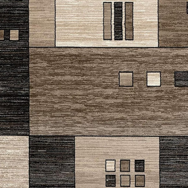 HomeRoots 10' Beige Abstract Runner Rug – Modern Geometric Design, Durable Olefin, Soft & Stain-Resistant Finish 6' X 9' 393922