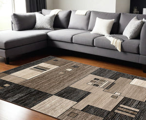 Homeroots 6' X 9' Beige Abstract Dhurrie Area Rug  Polypropylene 393922