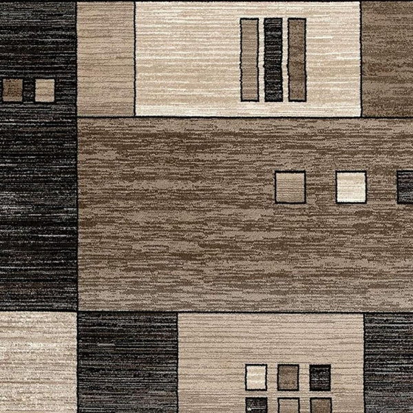 HomeRoots 10' Beige Abstract Runner Rug – Modern Geometric Design, Durable Olefin, Soft & Stain-Resistant Finish 8' X 10' 393923