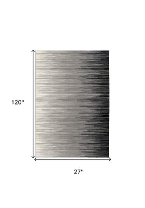 Homeroots 2' X 10' Black Transitional Striped Runner Rug  Olefin 393924