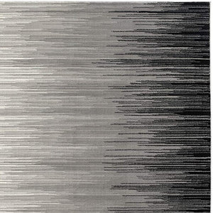 HomeRoots 2' Transitional Striped Runner Rug - Stylish Black, Gray, and White Design for Hallways and Entryways 2' x 10' 393924
