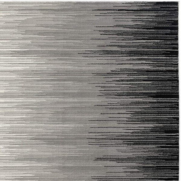 HomeRoots 2' Transitional Striped Runner Rug - Stylish Black, Gray, and White Design for Hallways and Entryways 2' x 10' 393924