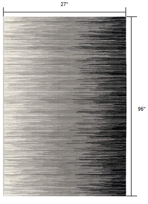 Homeroots 8' Black Striped Power Loom Runner Rug  Olefin 393932