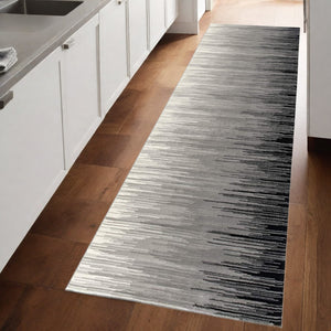 Homeroots 8' Black Striped Power Loom Runner Rug  Olefin 393932