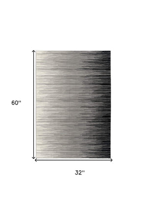 Homeroots 3' X 5' Black Abstract Power Loom Area Rug  Polypropylene 393933