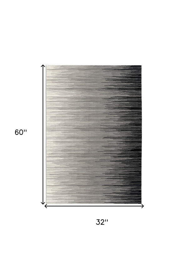 Homeroots 3' X 5' Black Abstract Power Loom Area Rug  Polypropylene 393933