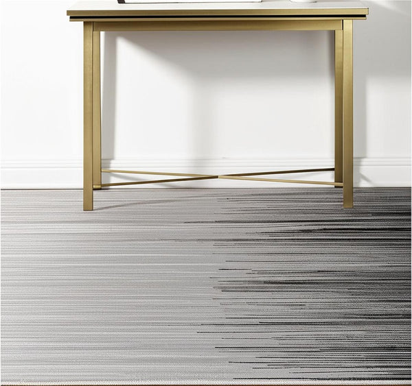 HomeRoots 2' Transitional Striped Runner Rug - Stylish Black, Gray, and White Design for Hallways and Entryways 4' X 6' 393934
