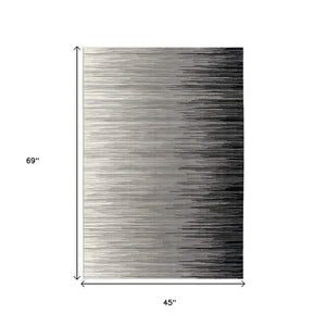 HomeRoots 2' Transitional Striped Runner Rug - Stylish Black, Gray, and White Design for Hallways and Entryways 4' X 6' 393934