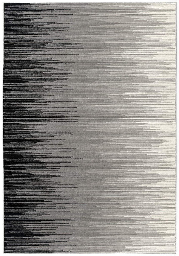 HomeRoots 2' Transitional Striped Runner Rug - Stylish Black, Gray, and White Design for Hallways and Entryways 4' X 6' 393934