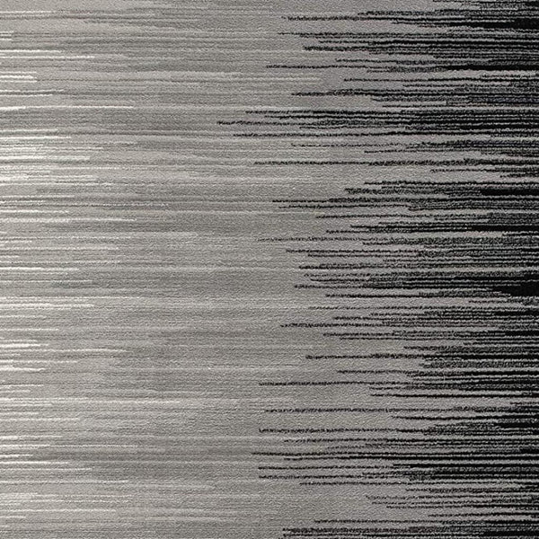 HomeRoots 2' Transitional Striped Runner Rug - Stylish Black, Gray, and White Design for Hallways and Entryways 5' X 7' 393935