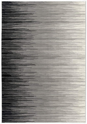 HomeRoots 2' Transitional Striped Runner Rug - Stylish Black, Gray, and White Design for Hallways and Entryways 5' X 7' 393935