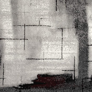 HomeRoots 10' Modern Abstract Runner Rug in Black, Burgundy & Gray – Durable, Stain-Resistant & Stylish Design 2' x 10' 393938